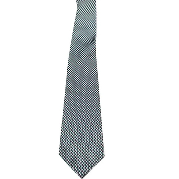 Lauren Ralph Lauren Mens Houndstooth Silk Neck Tie Black White‎ One Size - Picture 1 of 6